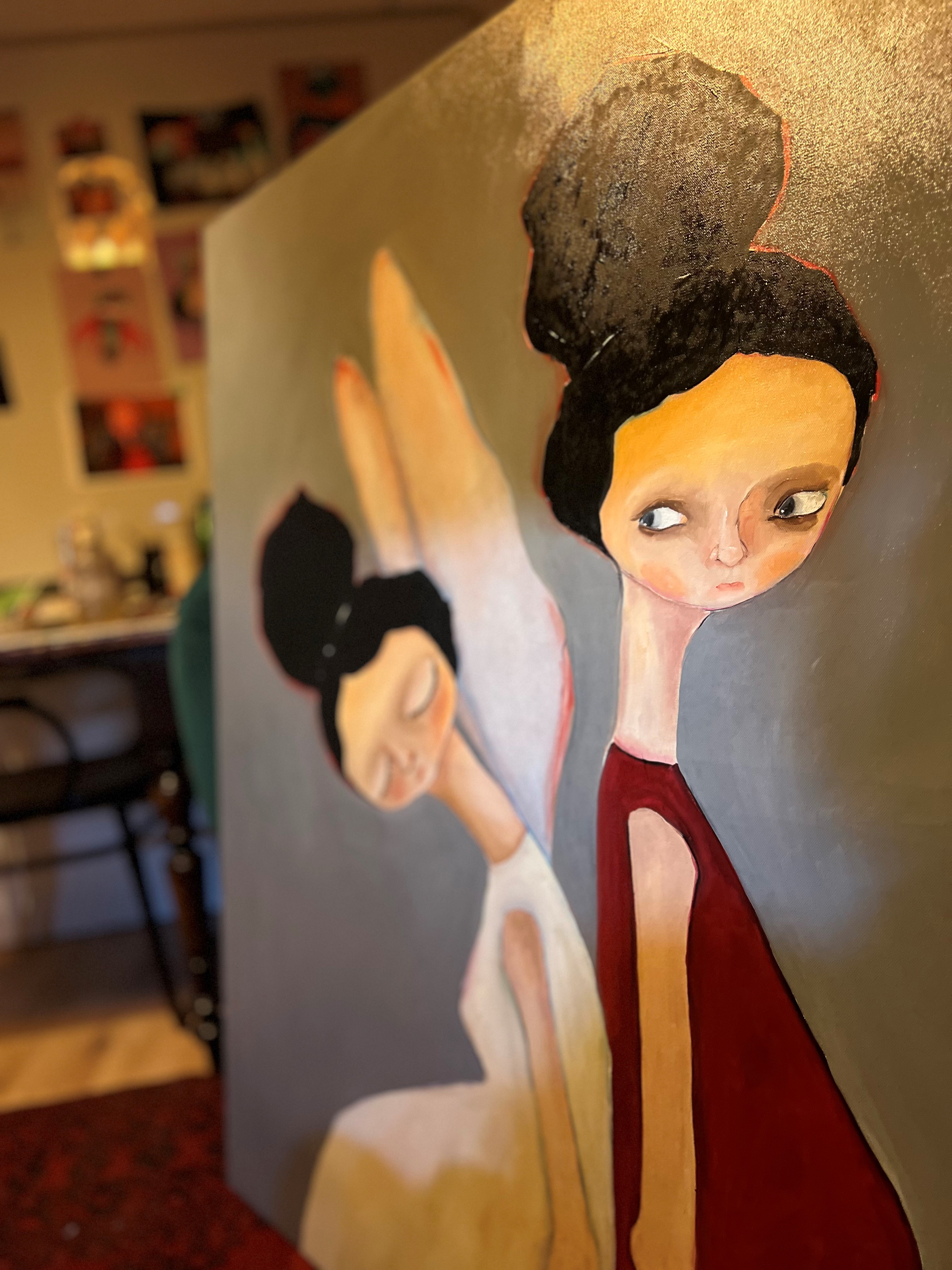 "Anielski dialog" - Obraz olejny | 130 x 130 cm
