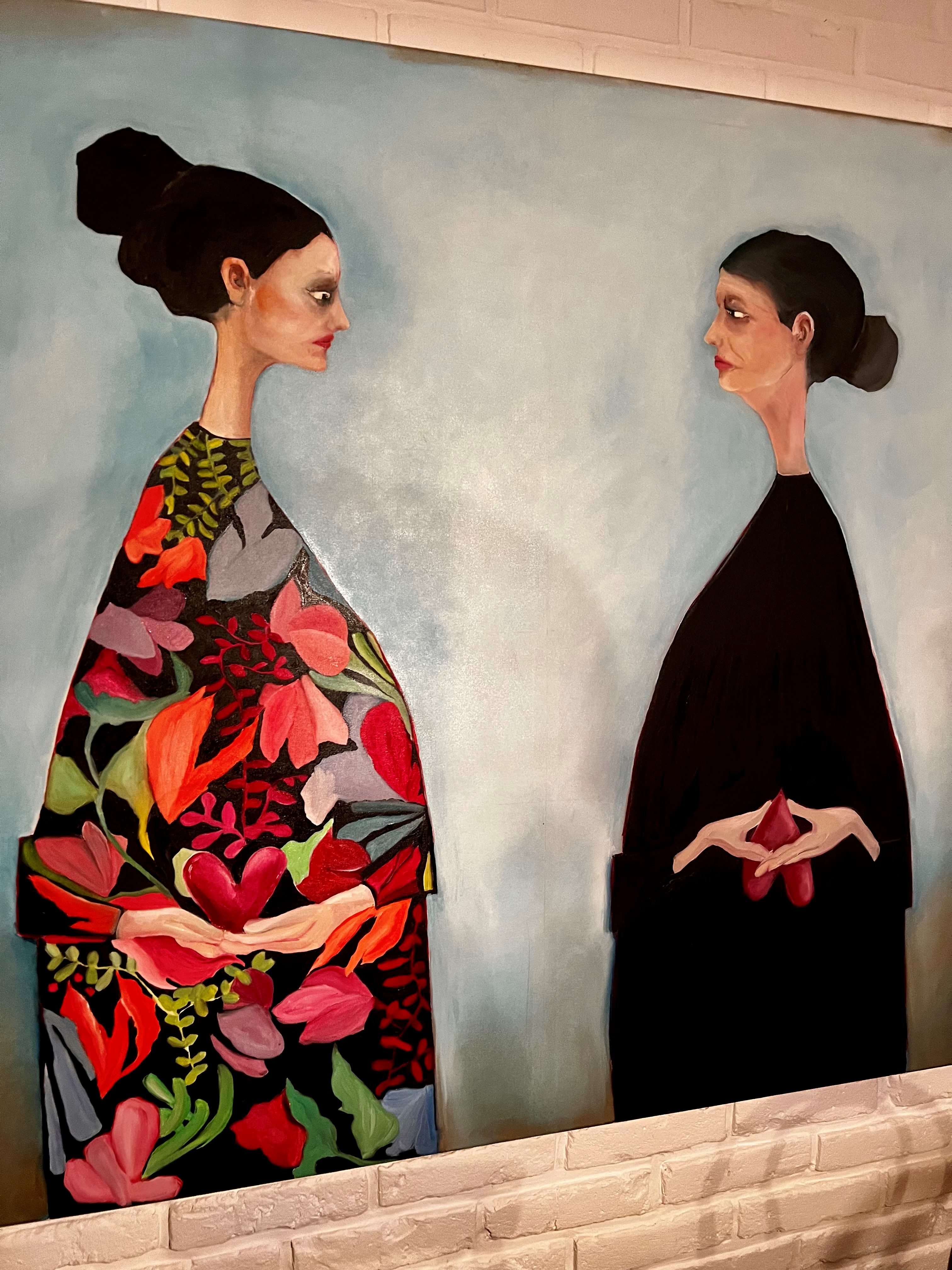 "Kontrast serc" - Obraz olejny | 140 x 140 cm