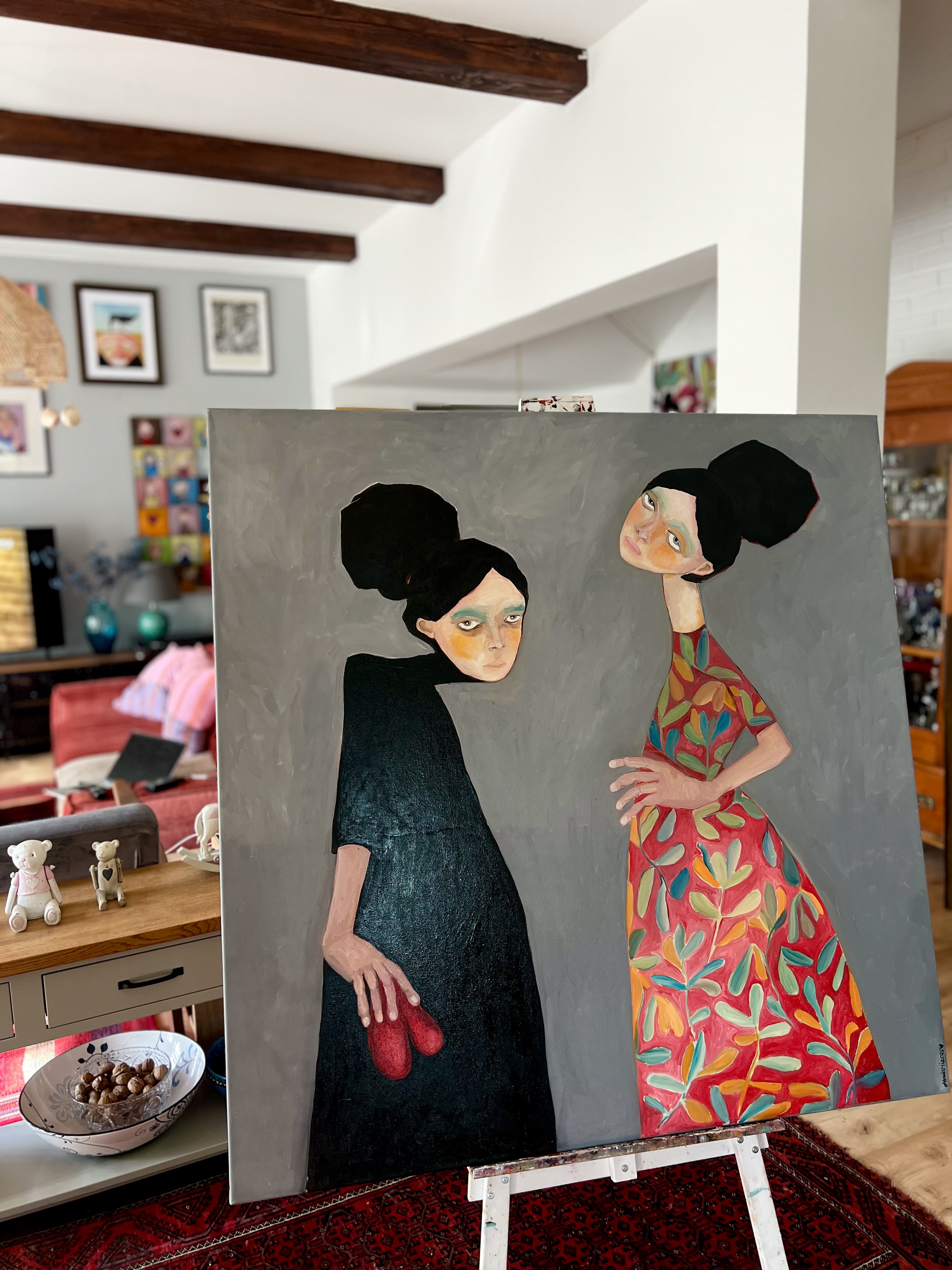 "Niedowierzanie" - Obraz olejny 120x120 cm