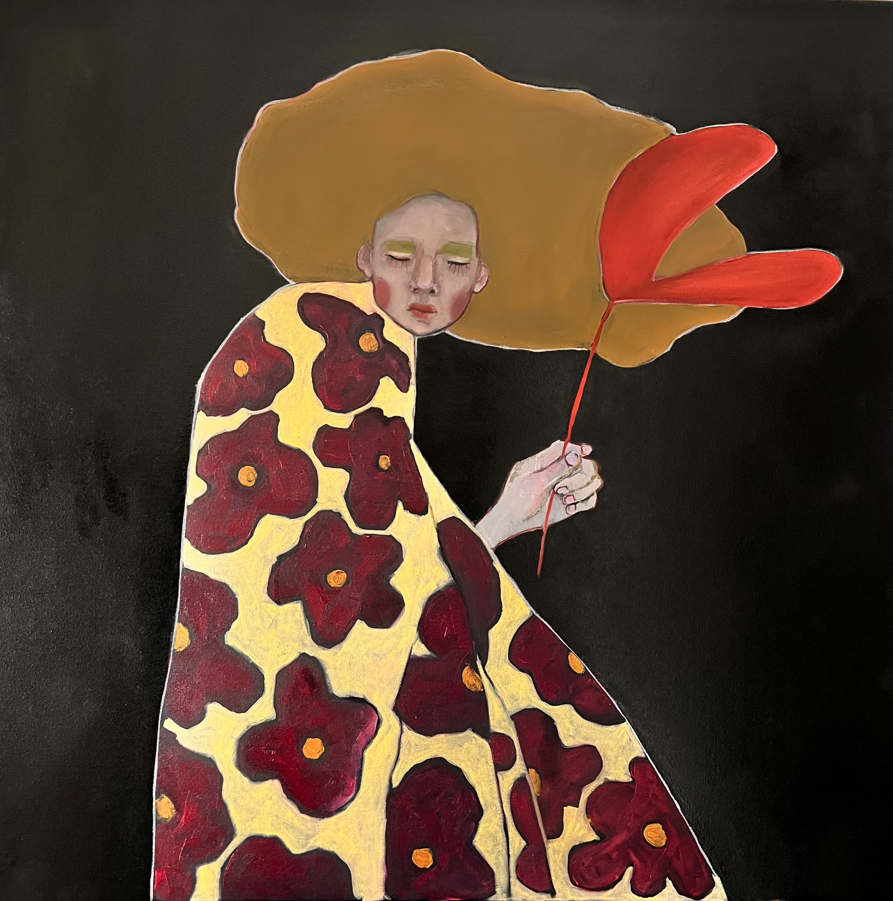 "W ogrodzie nocy" - Obraz olejny 100x100 cm